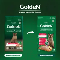 Ração Golden Seleção Natural Gatos Castrados Frango com Batata-Doce