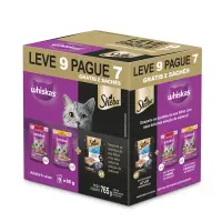 Ração Úmida Whiskas Sachê Gatos Adultos Carne, Frango e Atum