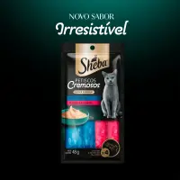 Petisco Sheba Cremoso para Gatos Adultos Atum com Salmão e Frango com Camarão