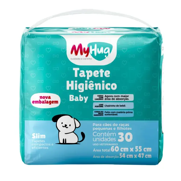 Tapete Higiênico MyHug Baby Slim 60X55 cm para Cães Filhotes