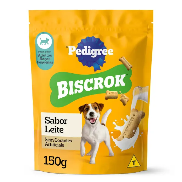 Biscoito Pedigree Biscrok para Cães Adultos Raças Pequenas Leite