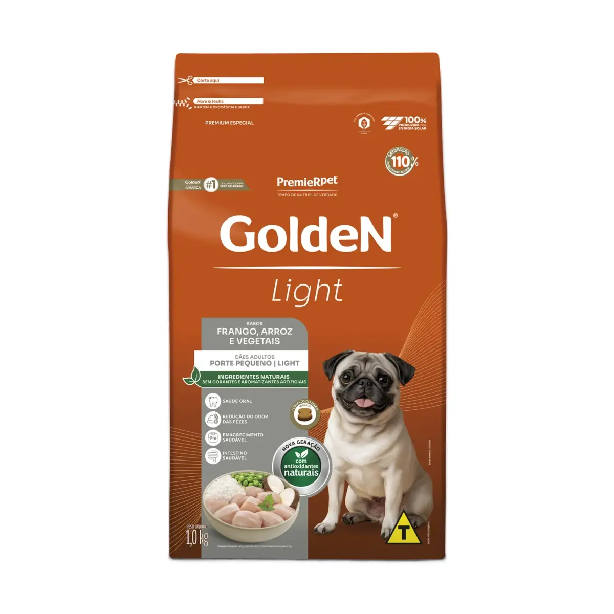 Ração Golden Fórmula Light Cães Adultos Porte Pequeno Frango, Arroz e Vegetais