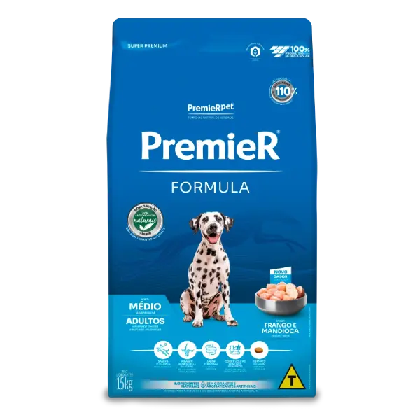 Ração Premier Formula Cães Adultos Raças Médias Frango e Mandioca