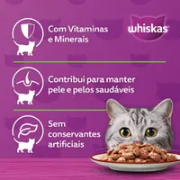 Ração Úmida Whiskas Sachê Carne ao Molho Gatos Adultos Castrados