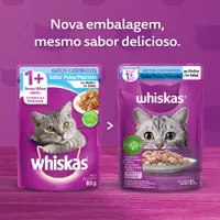 Ração Úmida Whiskas Sachê Peixe ao Molho Gatos Adultos Castrados