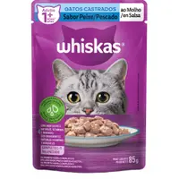 Ração Úmida Whiskas Sachê Peixe ao Molho Gatos Adultos Castrados