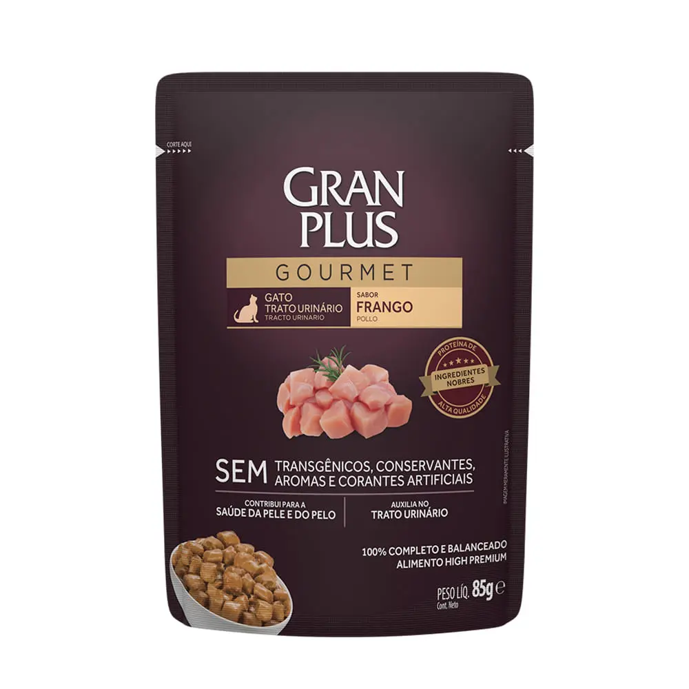 Ração Úmida GranPlus Gourmet Gatos Trato Urinário Frango