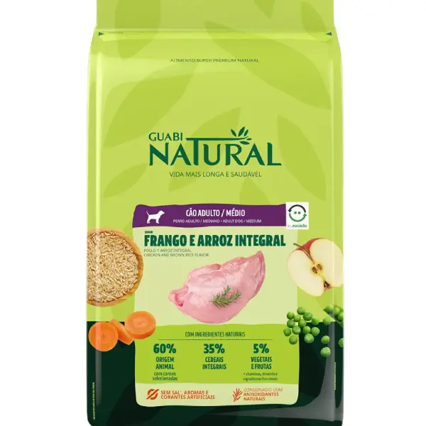 Ração Guabi Natural Cães Adultos Médio Frango e Arroz