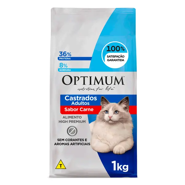 Ração Optimum para Gatos Adultos Castrados Carne