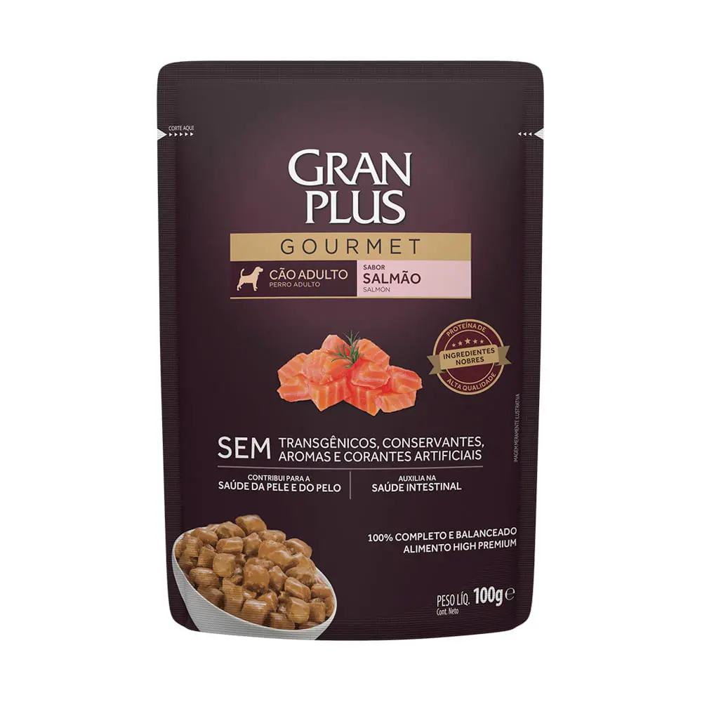 Ração Úmida GranPlus Gourmet Cães Adultos Salmão