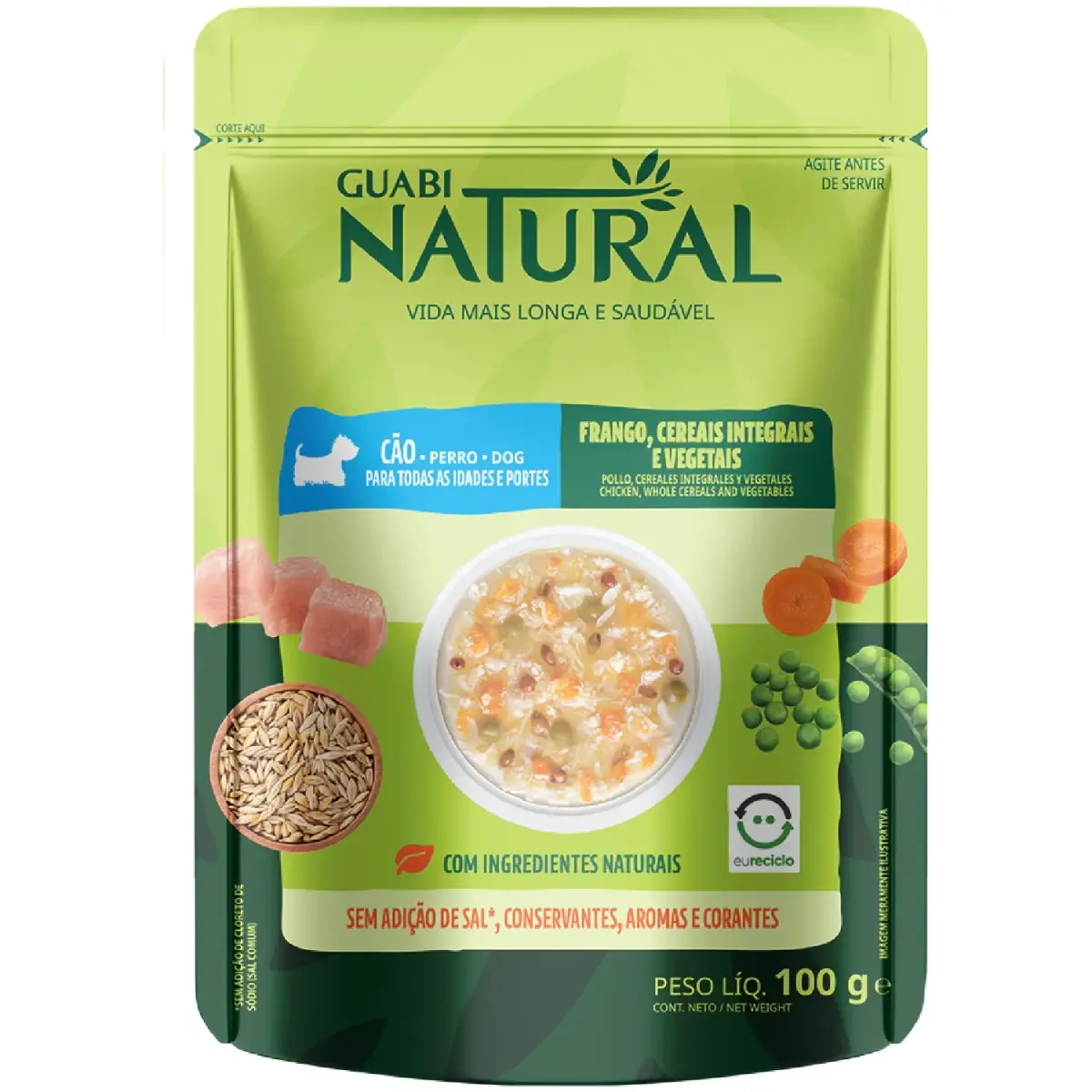 Ração Úmida Guabi Natural Cães Adultos Frango e Cereais