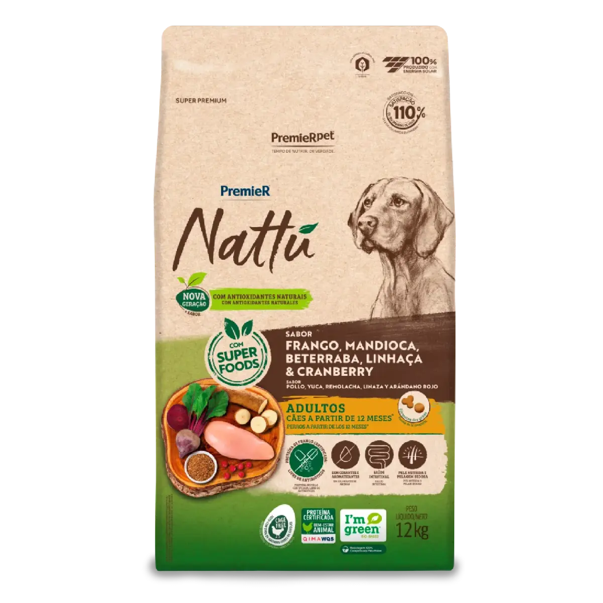 Ração Premier Nattu Cães Adultos Mandioca