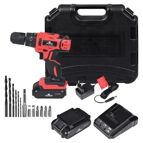 Parafusadeira E Furadeira Impacto Worker Pfw 2 Baterias - Bivolt