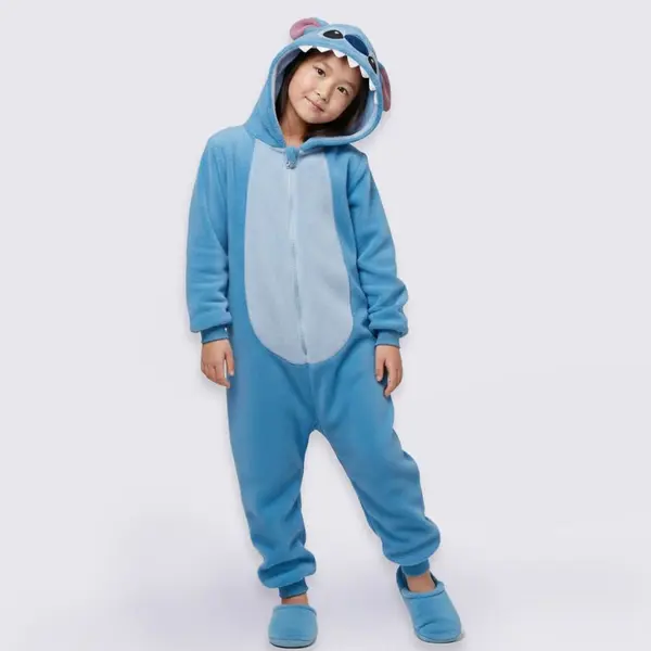 Macacão Pijama Infantil 4 a 10 Anos Stitch Disney Azul