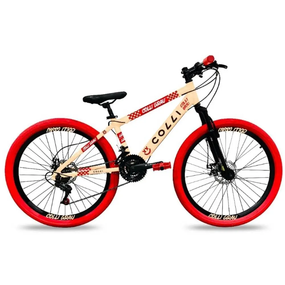 Bicicleta Colli Grau Aro 26 Freios a Disco - Bege e Laranja