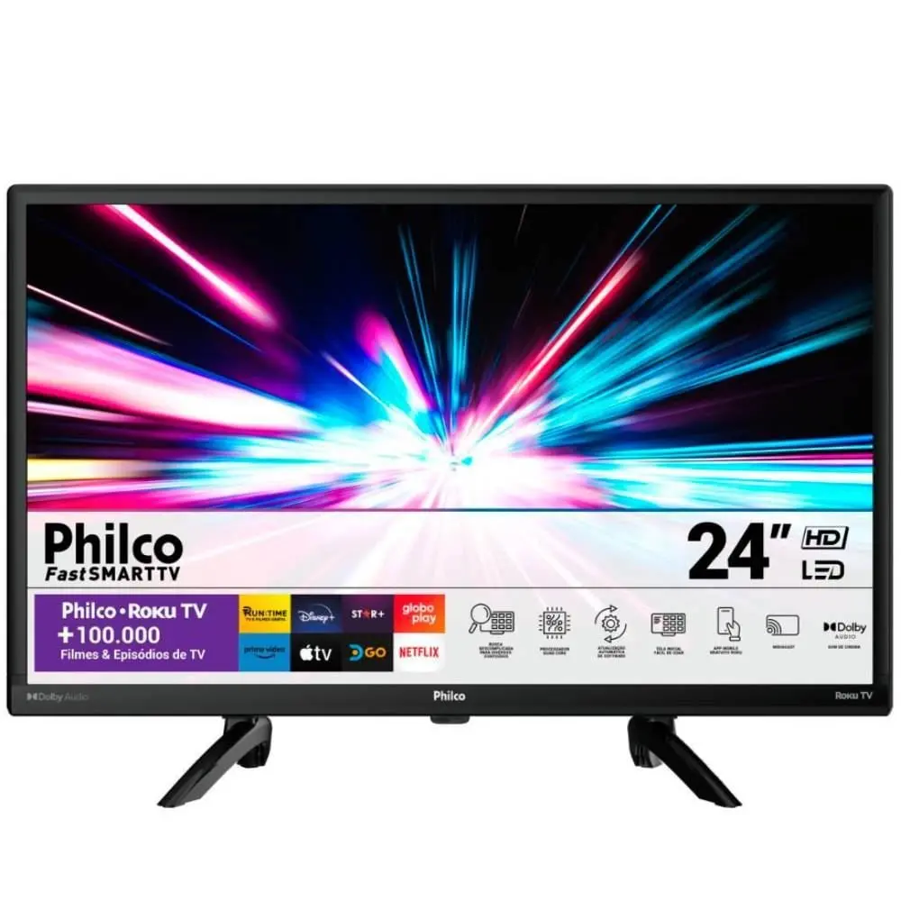 Smart Tv 24” Philco Ptv24g5yr2cp Roku Tv Dolby Audio e Entrada - Bivolt