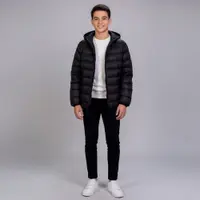 Jaqueta Juvenil Aspen Menino 12 a 16 Anos com Capuz Hot Dog Preto