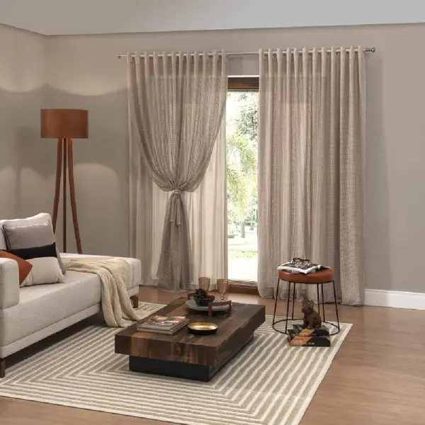 Cortina para Sala e Quarto 3,50M X 2,50 m com Forro Ibiza Havan Casa - Bege