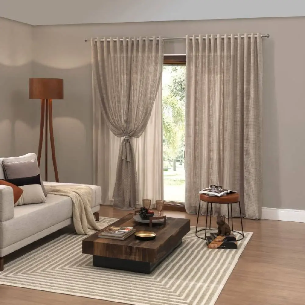 Cortina para Sala e Quarto 3,50M X 2,50 m com Forro Ibiza Havan Casa - Bege