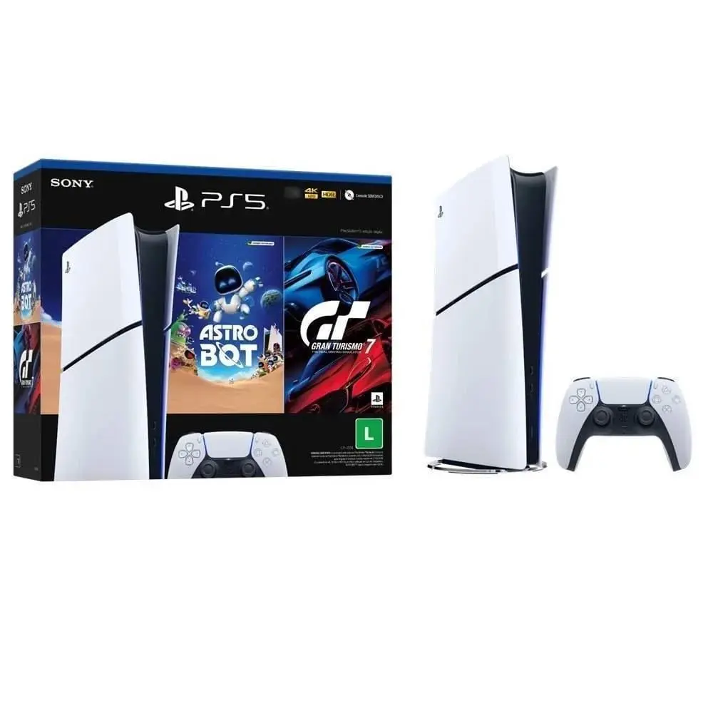 Console Playstation 5 Sony Slim Digital 825Gb com Jogos Astro Bot e Gran Turismo 7