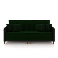 Sofá Montecarlo 3 Lugares  232cm  Veludo/PU Verde/Preto