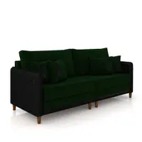 Sofá Montecarlo 3 Lugares  232cm  Veludo/PU Verde/Preto