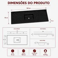 Tampo de Pia com Cuba Granitada Rorato 160x55cm