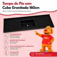 Tampo de Pia com Cuba Granitada Rorato 160x55cm