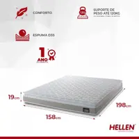 Colchão Queen Espuma D33 Hellen 158x198x19