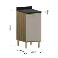 Balcão de Cozinha 40 cm 1 Porta com Tampo Luciane Isis