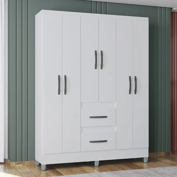Guarda Roupa Poquema Capri 6 Portas 2 Gavetas