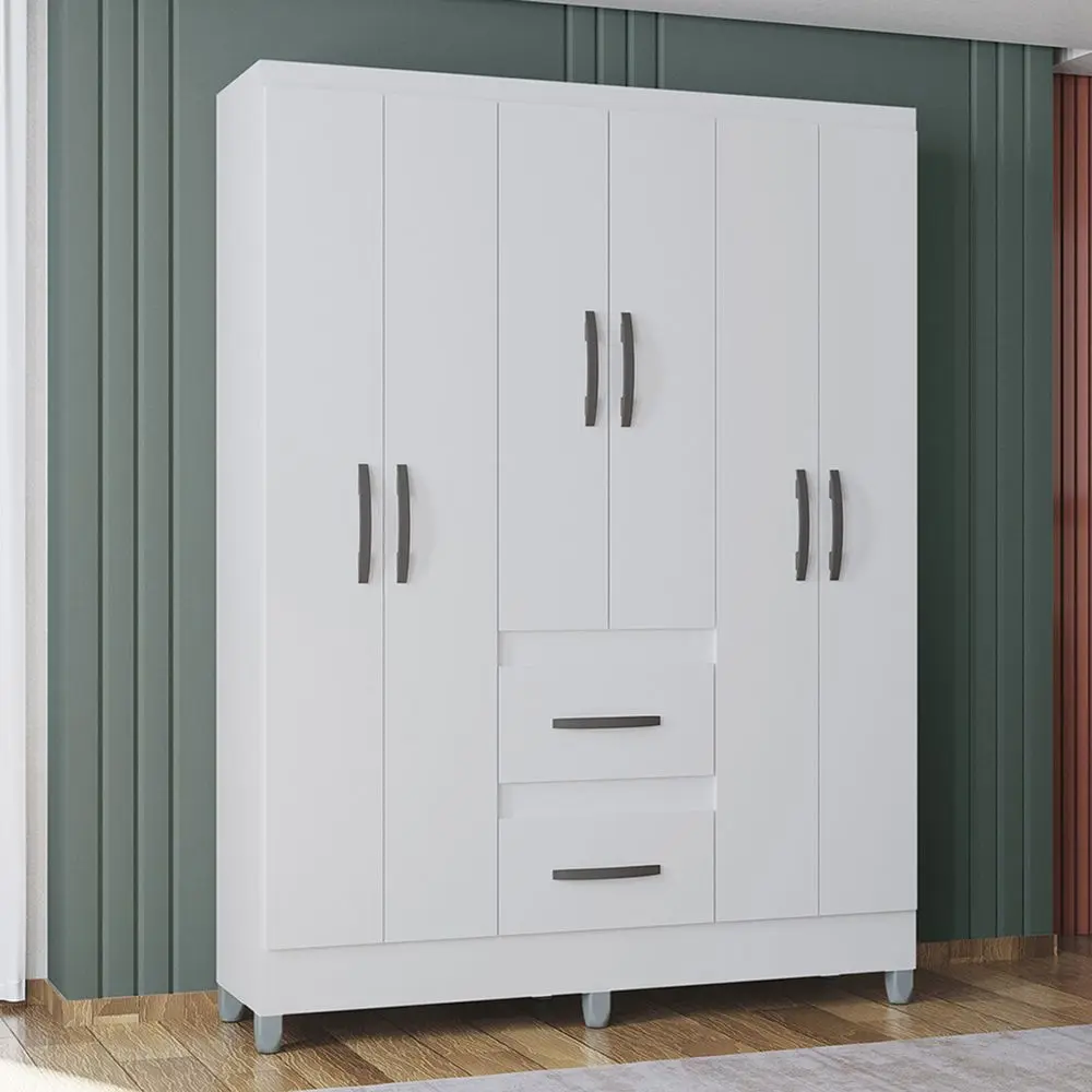 Guarda Roupa Poquema Capri 6 Portas 2 Gavetas