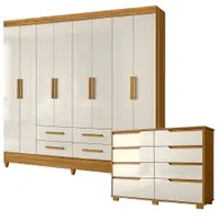 Guarda Roupa e Cômoda Moval Florida 2 Peças 8 Portas 12 Gavetas