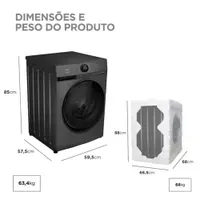 Lava e Seca Midea 11kg Slim Conectada MF200D105WB/GK-01