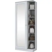 Sapateira com Espelho 1 Porta 6 Prateleiras 5 Nichos Duetto Henn 69cm