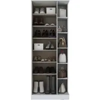 Sapateira com Espelho 1 Porta 6 Prateleiras 5 Nichos Duetto Henn 69cm