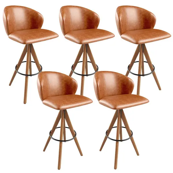 Kit 05 Banquetas Alta Bar Cozinha Sala de Jantar Bar Mia L02 Couríssimo Camel - Lyam Decor