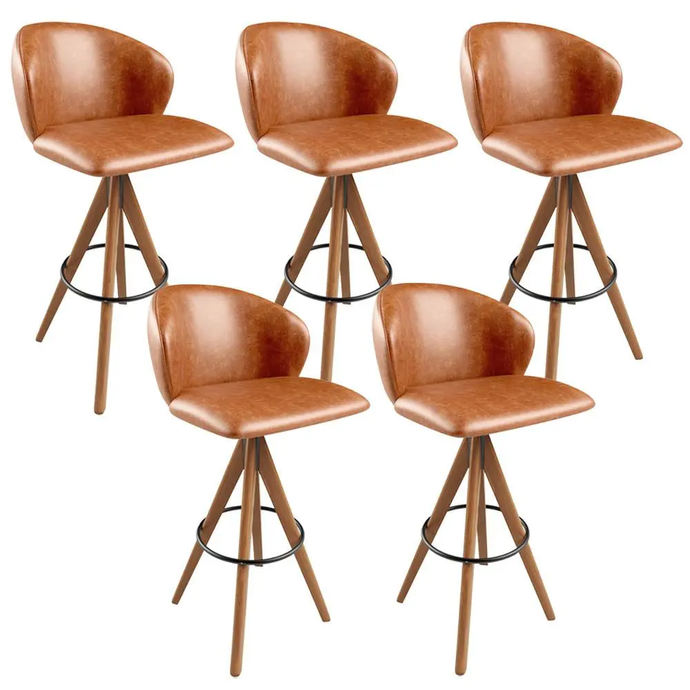 Kit 05 Banquetas Alta Bar Cozinha Sala de Jantar Bar Mia L02 Couríssimo Camel - Lyam Decor