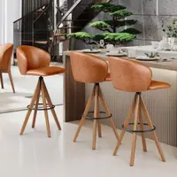 Kit 05 Banquetas Alta Bar Cozinha Sala de Jantar Bar Mia L02 Couríssimo Camel - Lyam Decor