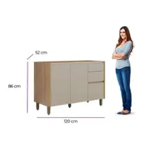 Balcão de Cozinha 120 cm 2 Portas 3 Gavetas sem Tampo Linea Brasil Allure