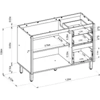 Balcão de Cozinha 120 cm 2 Portas 3 Gavetas sem Tampo Linea Brasil Allure