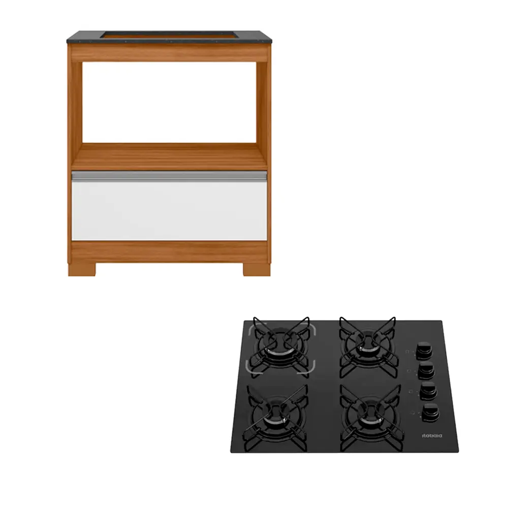 Balcão Notável com Cooktop Itatiaia Essencial 4 Bocas Automático