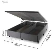 Base Box Baú Prince Sued Queen Size 158 x 197 x 41cm