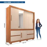 Guarda-Roupa Solteiro 3 Portas 4 Gavetas Caemmun Optimus Lux
