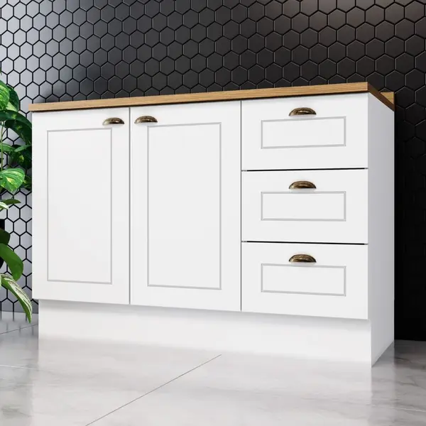 Balcão de Cozinha com Tampo Henn Americana 120cm 2 Portas Clássico