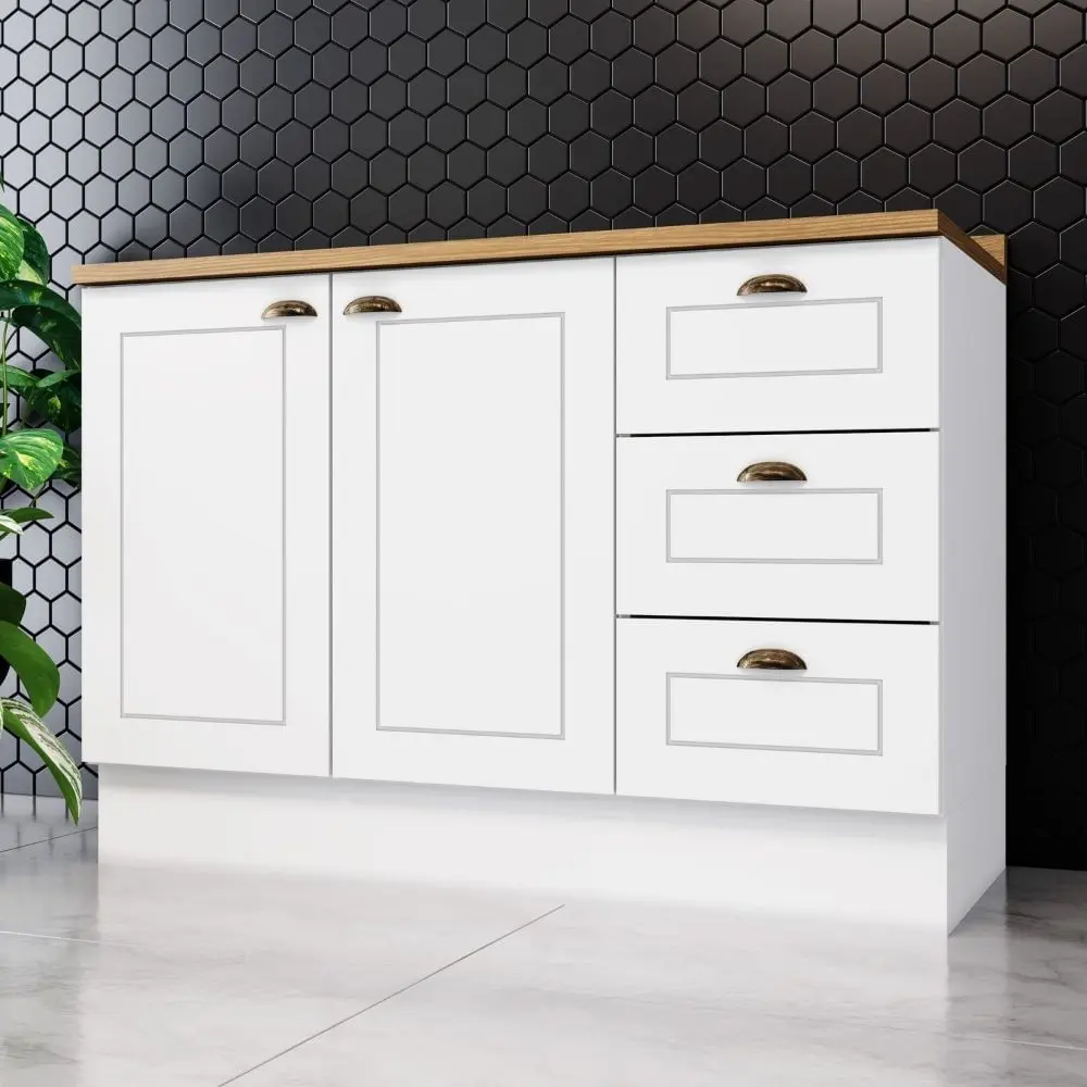 Balcão de Cozinha com Tampo Henn Americana 120cm 2 Portas Clássico