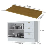 Balcão de Cozinha com Tampo Henn Americana 120cm 2 Portas Clássico