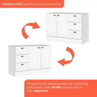 Balcão de Cozinha com Tampo Henn Americana 120cm 2 Portas Clássico