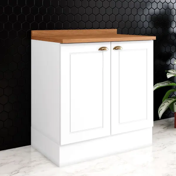 Balcão Americana Henn 2 Portas 80cm com Tampo MDF para Cozinha