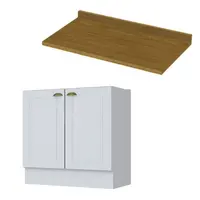 Balcão Americana Henn 2 Portas 80cm com Tampo MDF para Cozinha